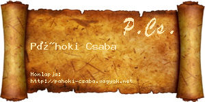 Páhoki Csaba névjegykártya