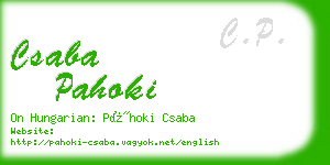 csaba pahoki business card